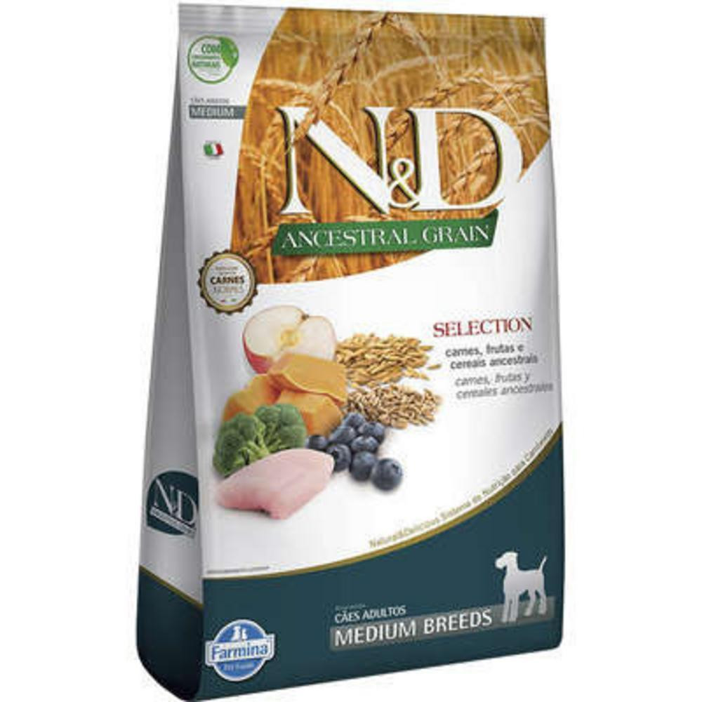 N&D Ancestral Selection para Cães Adultos de Raças Médias Sabor Carnes, Frutas e Cereais Ancestrais 15Kg em Oferta na Shopee