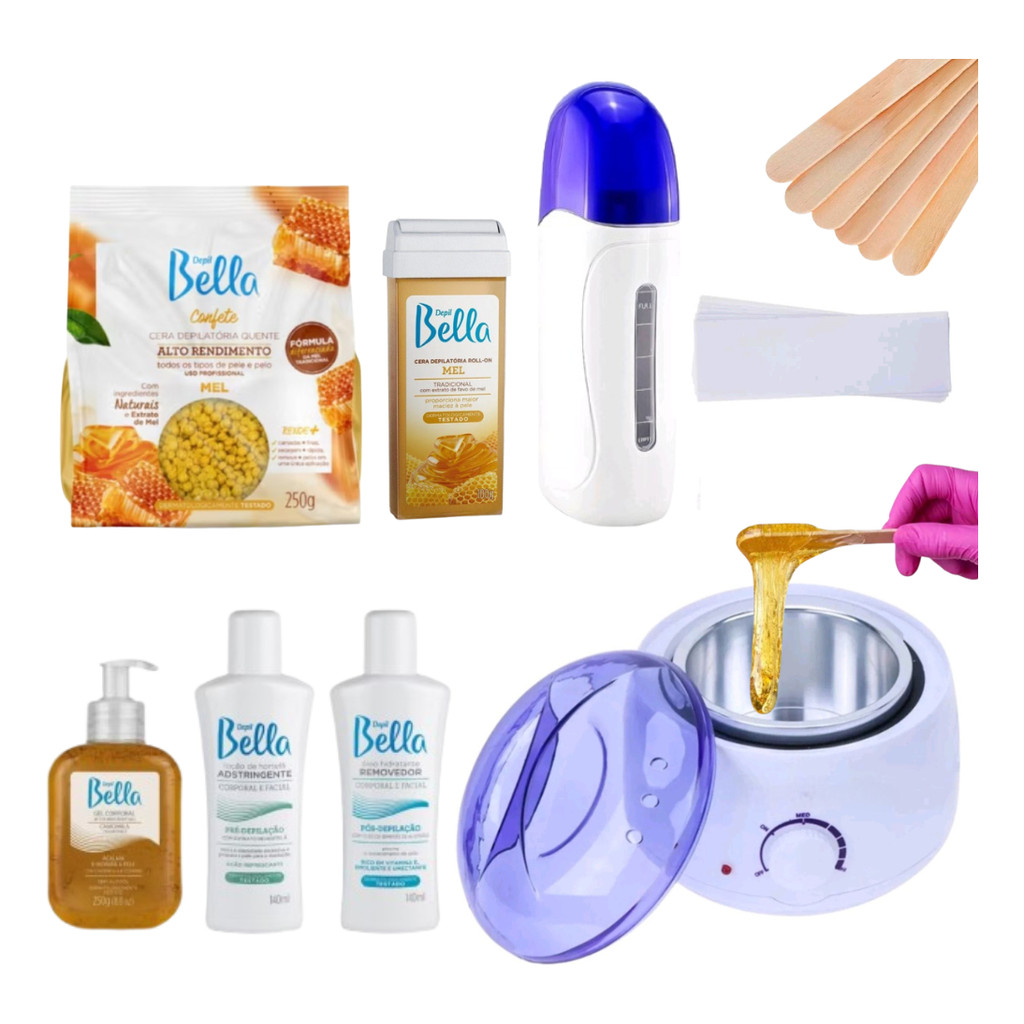 Kit Panela Aquecedora + Aquecedor Rollon + Cera Depil Bella Kit Panela Aquecedora + Aquecedor Rollon + Cera Depil Bella