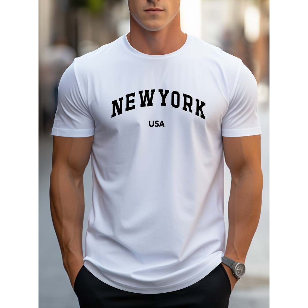 Camiseta Hombre Estampado Gráfico Nueva York USA Confortável Moderno Versátil Casual