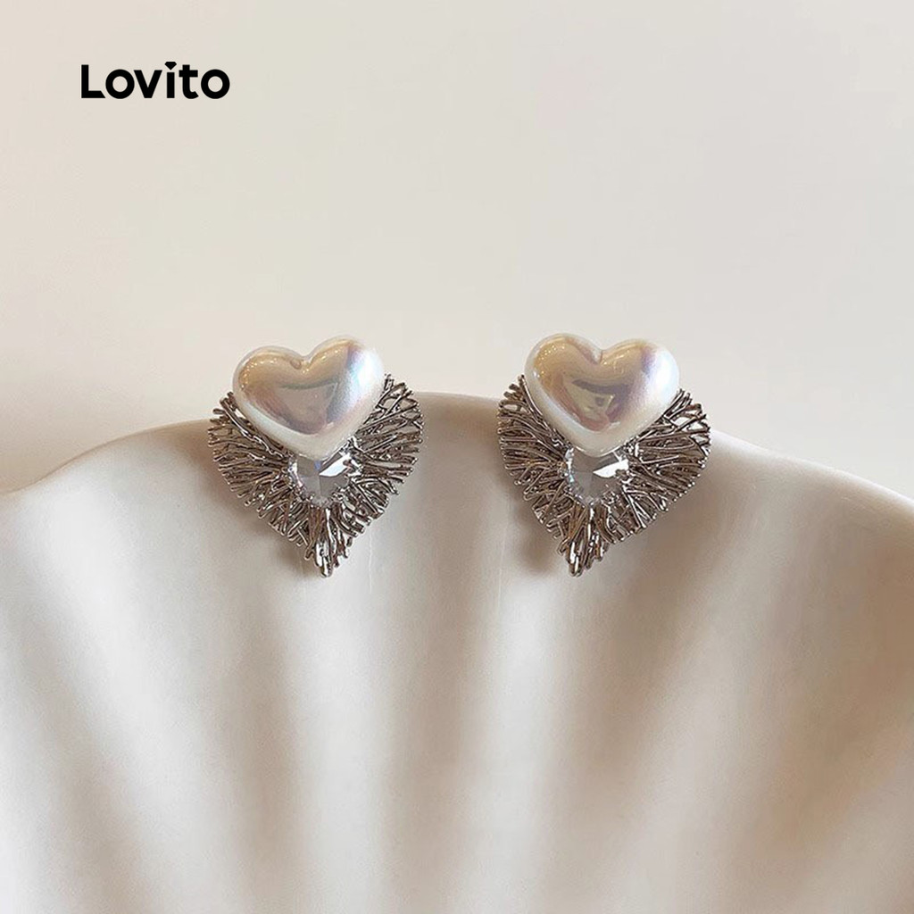 Lovito Brincos Elegantes de Novo Estilo LFA105161 em Oferta na Shopee