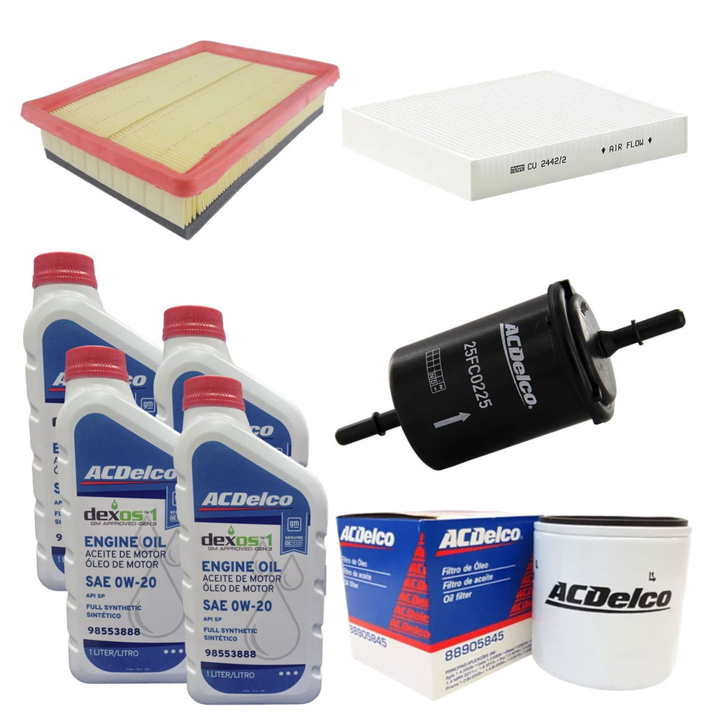 Kit Revisão 4 Litros 0W20 ACDelco Dexos1 + Filtros Cobalt Onix Prisma Spin 2017 em Diante 4 Cilindros em Oferta na Shopee
