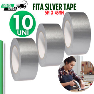 Kit 10 Rolo Silver Tape Multiuso Fita Prateada Rolo 5 Metros  45mm Resistente Á Prova D'agua Prata Cinza em Oferta na Shopee