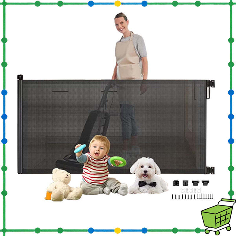 Cerca de escada retrátil de 1.5 m, altura da porta de segurança infantil sem diamante preto 86 cm interruptor de primeir