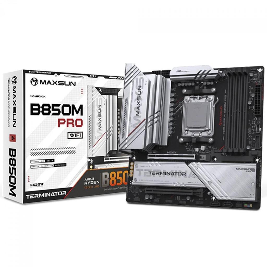 Placa Mãe Maxsun Terminator B850M Pro WiFi, Chipset B850, AMD AM5, mATX, DDR5 em Oferta na Shopee