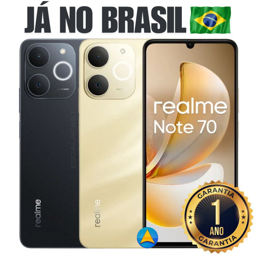 Celular Smartfone Realme Note 70 256+8GB de Ram Dual Sim Tela 6.74 - 1 Ano de Garantia