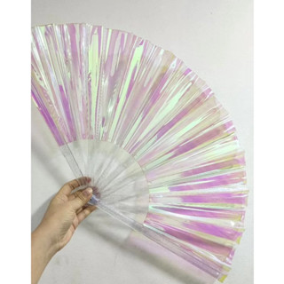 Leque Grande Brilho Holográfico Furta Cor Balada Festa Show Festival Carnaval Decoração Acessório Fantasia Cosplay Dança em Oferta na Shopee
