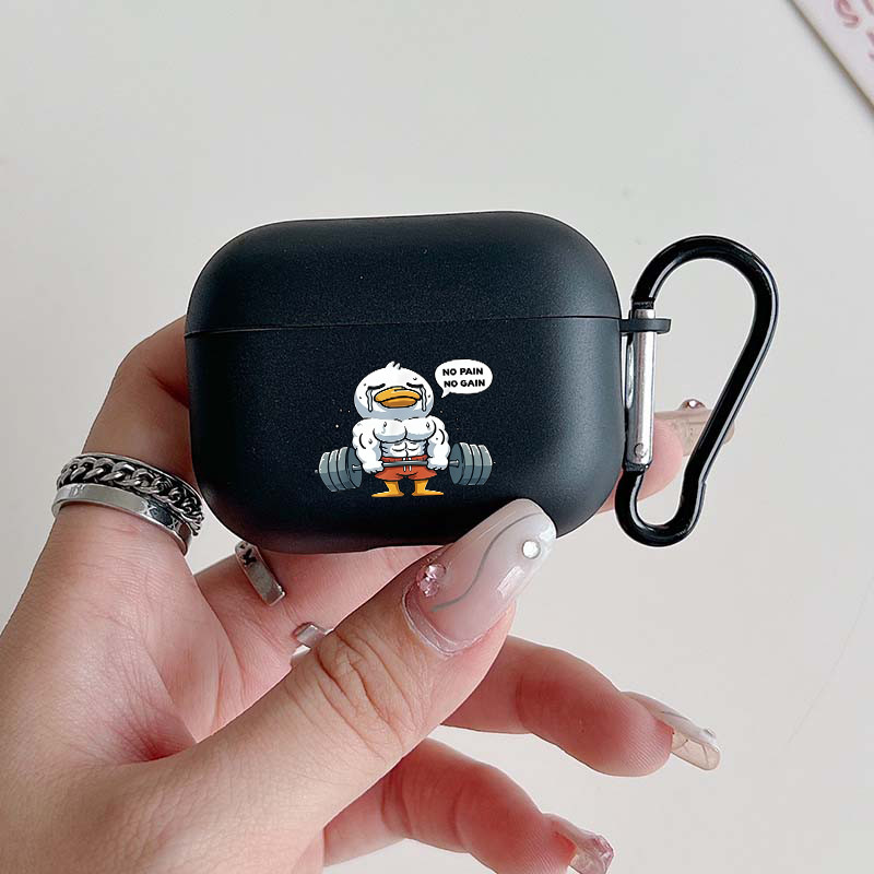 Capa De Fone De Ouvido Para AirPods 4/3/2/1 Engraçado Músculo Pato Ginásio Caso Com Chaveiro Pro3/Pro2/Pro Macia