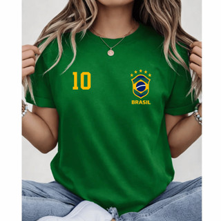 Camiseta Feminina Masculina Camisa 10 Brasil T-shirt 100% Algodão Unissex em Oferta na Shopee