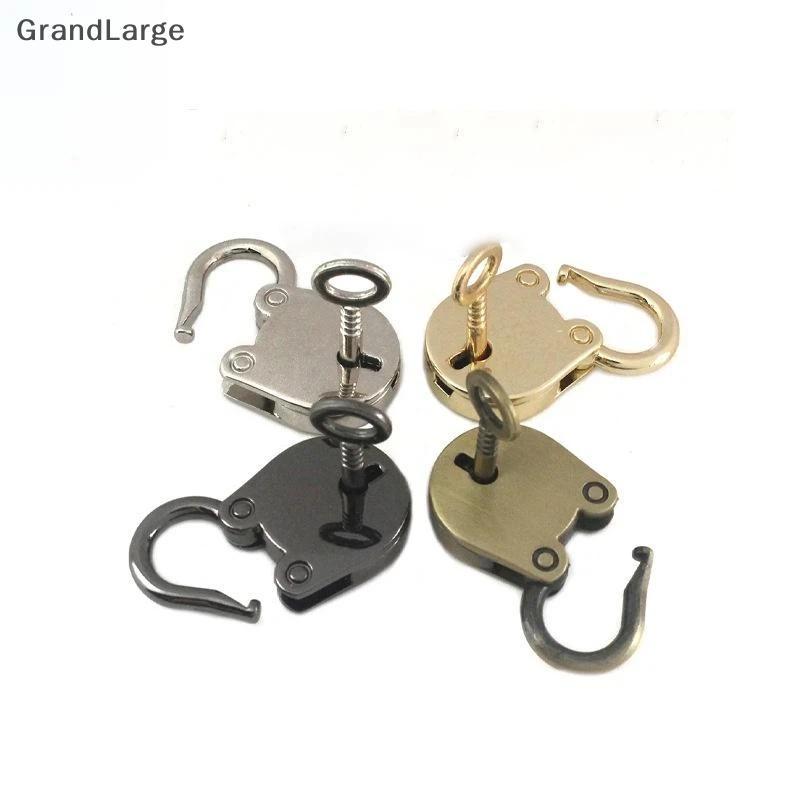 [GrandLarge] 1 Conjunto Delicado Cabeça De Gato Estilo Antigo Mini Padlo Metal Com Chave Para Viagens Caixa De Jóias De