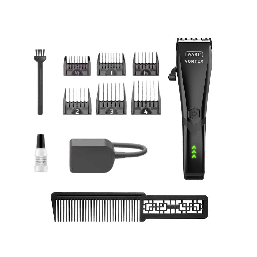 Wahl Maquina de Corta Cabelo Vortex Sem Fio Profissional Motor Giratório 6000RPM Lâmina Fade Cromada