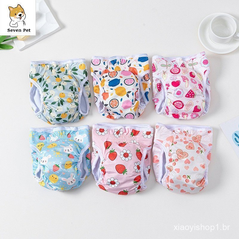 Calça Fisiológica Fofa Impressa Para Cachorro Fêmea Infantil Lavável