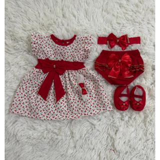 kit vestido 5 peças menina com laço para bebê em Oferta na Shopee