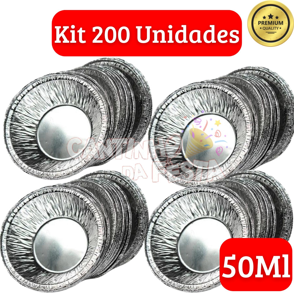 Forminha Alumínio Descartável 50ml Empada Kit 200 Un Salgados Lanches Delivery