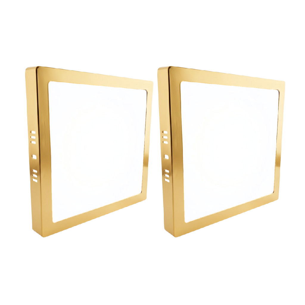 Kit 2 Luminárias Sobrepor Quadrada Dourada Bivolt 18W em Oferta na Shopee