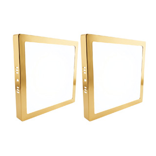 Kit 2 Luminárias Sobrepor Quadrada Dourada Bivolt 18W em Oferta na Shopee