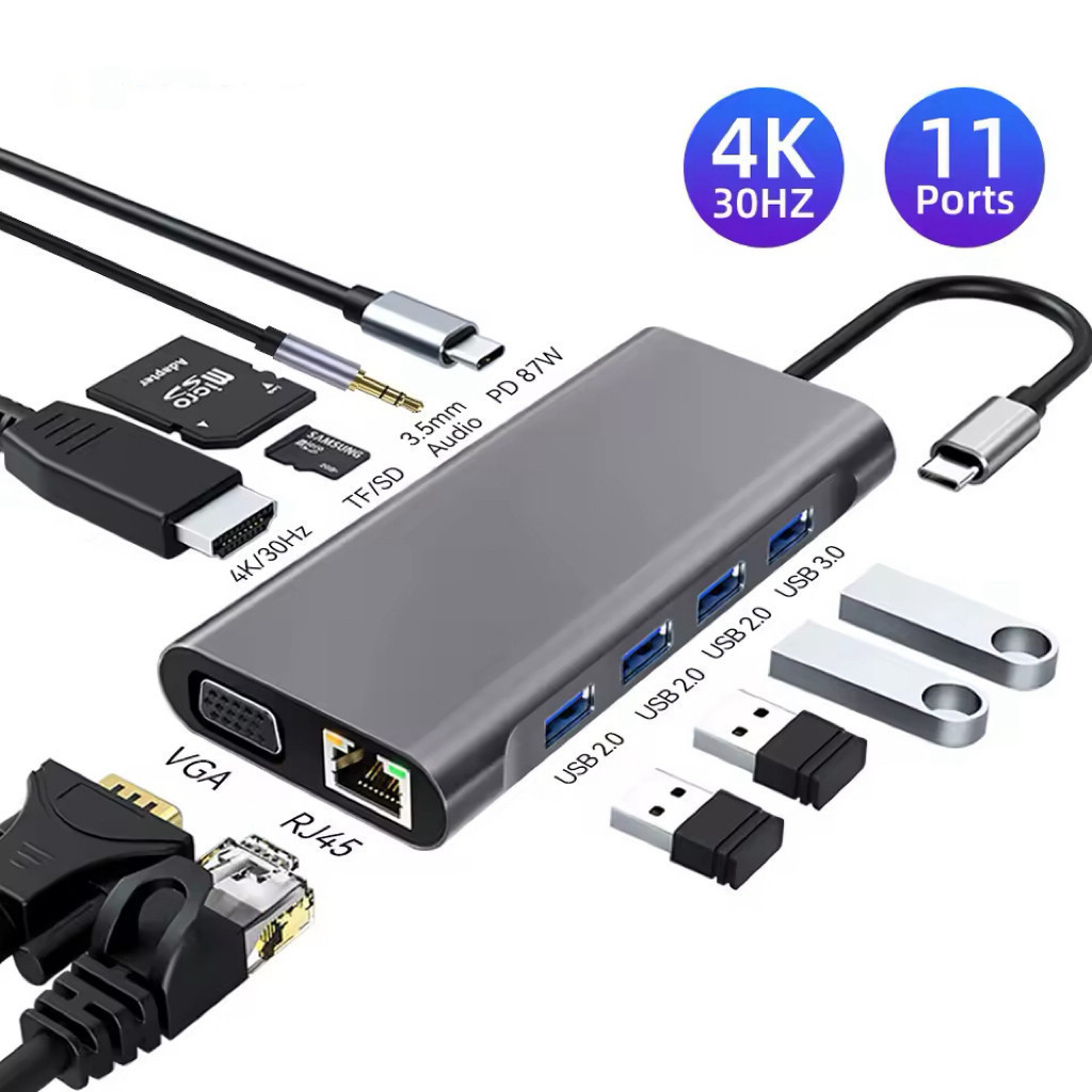 11 em 1 usb c hub tipo c para 4k hd  -compatível usb 3.0 adaptador multifuncional