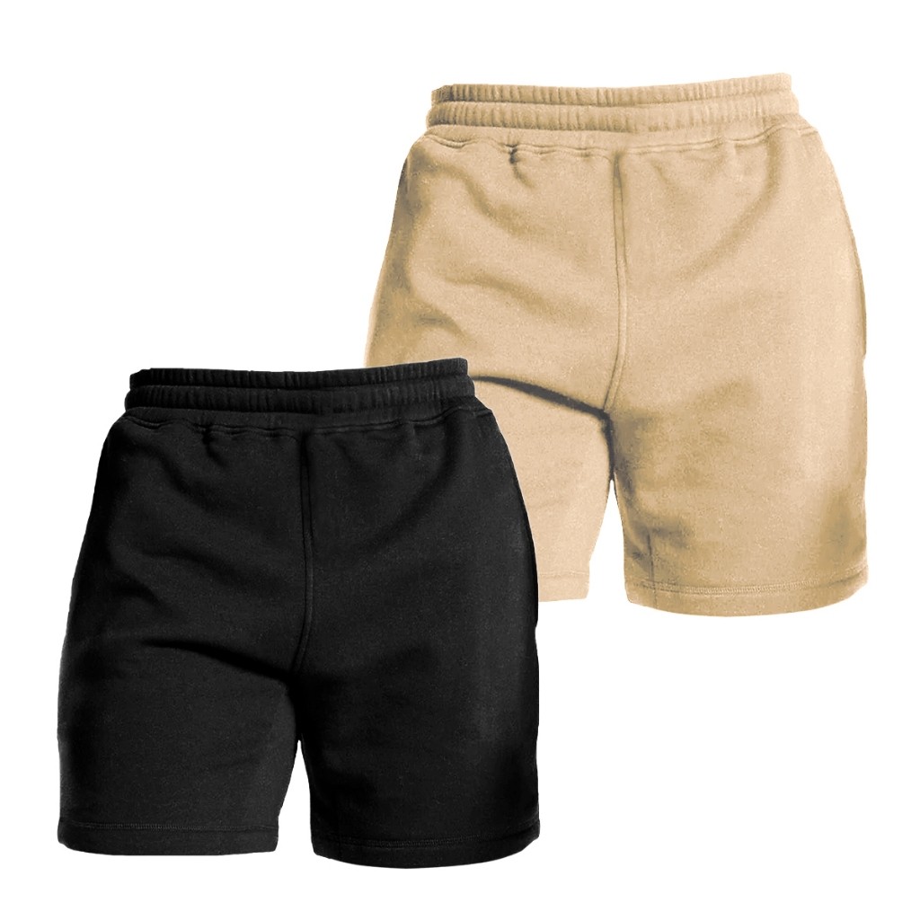 Kit 2 Bermudas De Moletom, Short Com Elástico Na Cintura e Bolso Latera