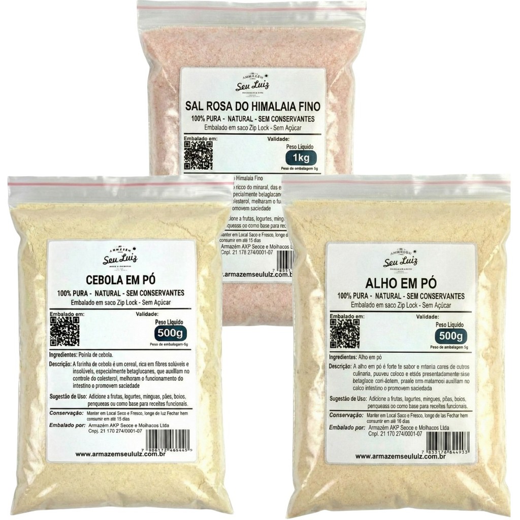Kit Cozinha Profissional Alho Cebola e Sal Rosa