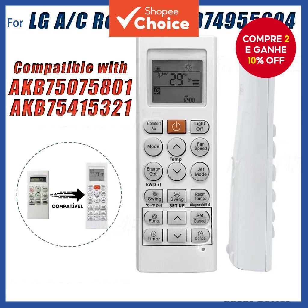  AKB74955604 Controle Remoto Universal para Ar Condicionado LG AKB74955604 Para LG USNWO92WSG3 LSN181HSV3 LAN240HSV2