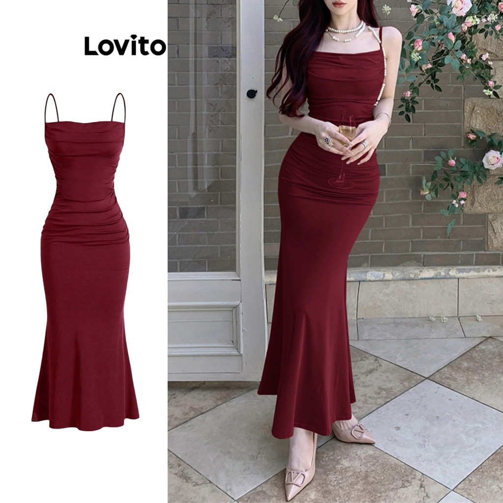 Lovito Vestido Glamoroso Simples E Assimétrico Para Mulheres L108ED664