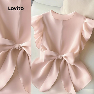 Lovito Elegante Simples Com Cinto Rendas Até Estrutura Linha Verão Primavera Blusa Rosa Para Mulheres L135ED463 em Oferta na Shopee
