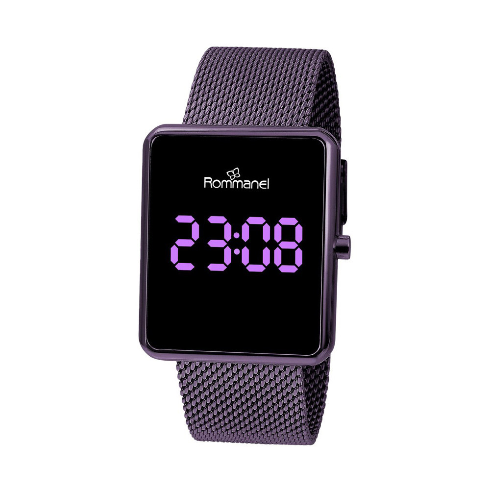 Imagem Relógio Rommanel Digital LED Lilás Pulseira Mesh 650003