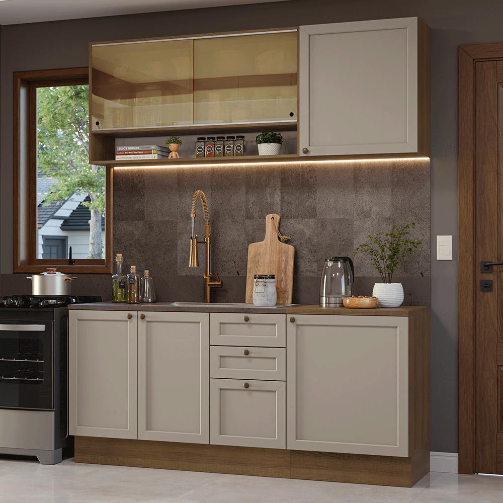 Armário de Cozinha Compacta 180 cm Rustic/Crema Vik Madesa 04