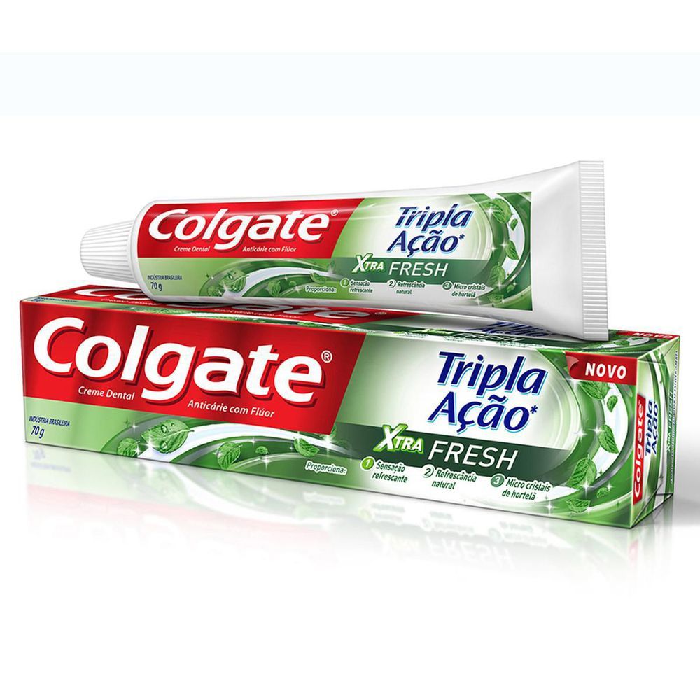 Creme Dental Colgate Tripla Ação Extra Fresh 70g em Oferta na Shopee