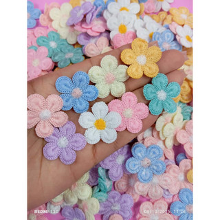Aplique Flor de Tecido Bordada 3cm MODELO MAIOR com 10 peças Artesanato Colagem de pacthes Personalizados DIY
