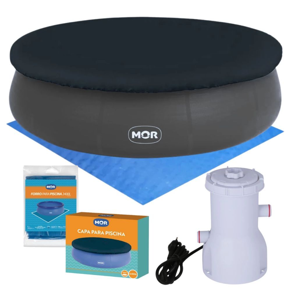 Acessórios para Piscina 2400 Litros: Filtro 110v + Forro + Capa Proteção Mor (piscina Não Inclusa)