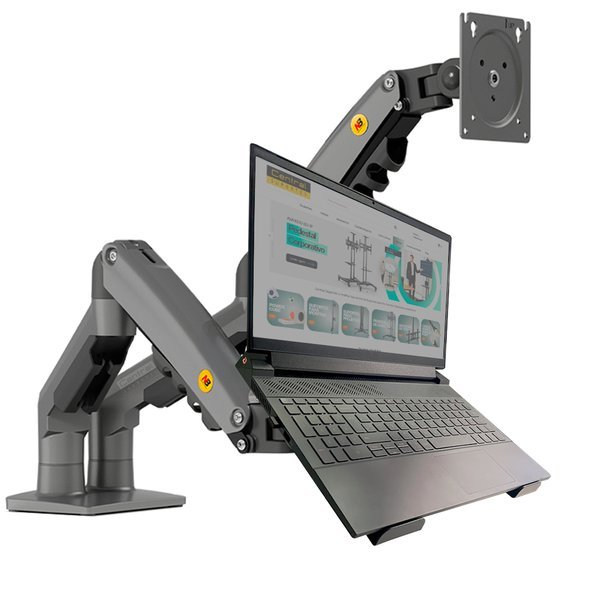 Kit Suporte Articulado Monitor e Notebook Pistão F160 NB + Bandeja Apoio NBH-1