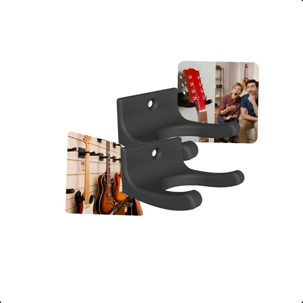 Kit 2 Suporte De Parede Para Instrumentos Musicais Guitarra Baixo Ukulele Em Material Reforçado