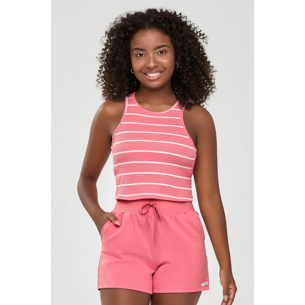 Conjunto Juvenil Menina Listrado Básico Beats Rosa em Oferta na Shopee