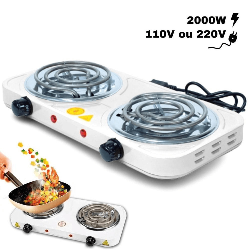 Fogareiro cooktop elétrico portátil 2 bocas 2000w 127v ou 220v