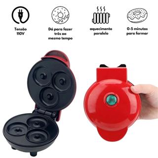 Máquina Mini Donuts Elétrica 110V 3 Donuts Caseiros Fácil Rápido Antiaderente Dia a Dia em Oferta na Shopee