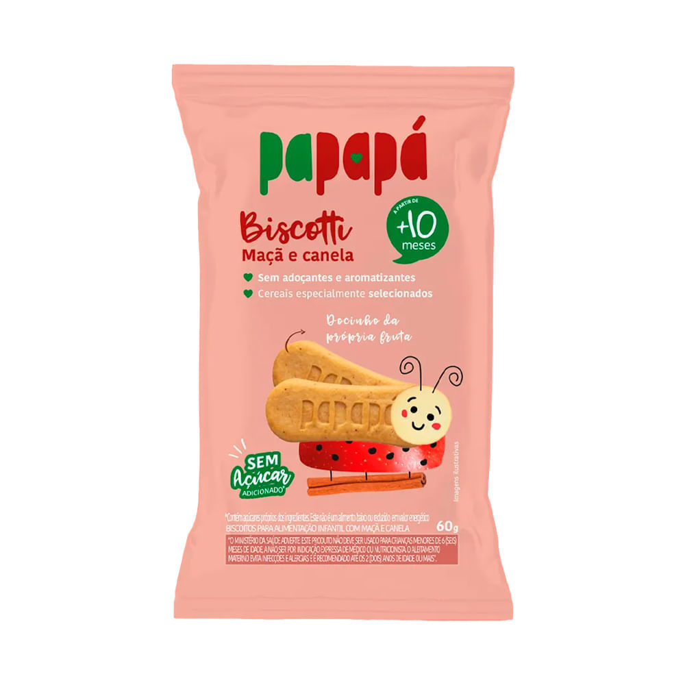 Biscotti Papapá 10+ Meses Sabor Maçã e Canela 60g em Oferta na Shopee