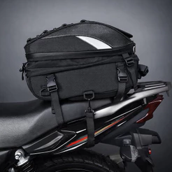 Mochila Bau Bagageiro Moto Alforge 37L Traseiro Porta Capacete Bag Impermeável Expansiva