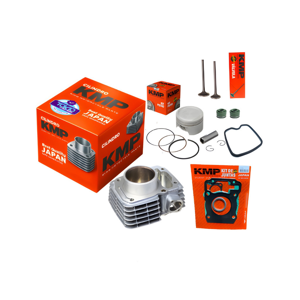 Kit Cilindro Motor Completo KMP+Pistão+Válvulas+Kit A+Guarnição+Retentor a Titan/Fan/Cargo 02-08