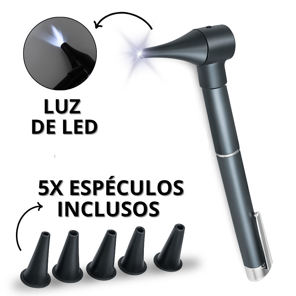 Otoscopio Auriscopio Óptico Profissional De Ouvido Médico Com Lente De Aumento e Luz Amarelo de Led Pediatra Veterinário