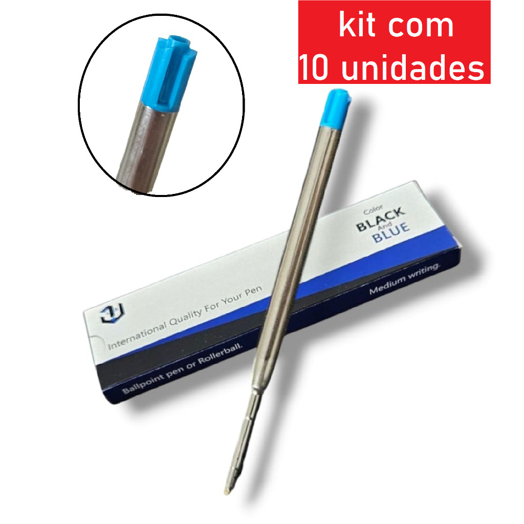 Kit de Cartuchos de Tinta Carga Refil Recarga para Canetas Parker Cartier Crown em Aço, CA14007A