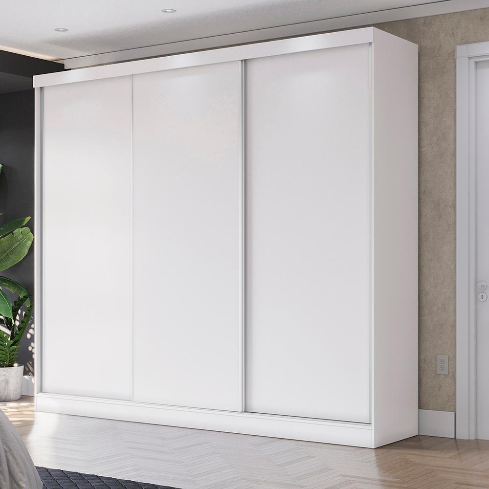Guarda-Roupa Casal 100% MDF Kappesberg 3 Portas de Correr 8 Gavetas Branco em Oferta na Shopee
