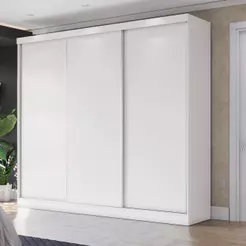 Guarda-Roupa Casal 100% MDF Kappesberg 3 Portas de Correr 8 Gavetas Branco