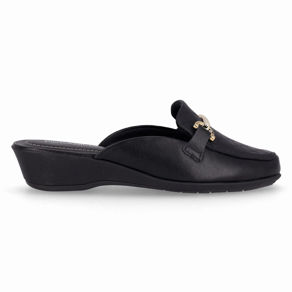 Mule Ivone Anabela Médio Preto em Oferta na Shopee