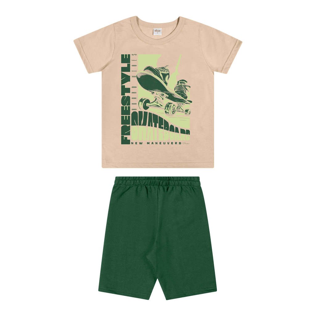 Conjunto Infantil Menino Estampa Sports Elian Bege