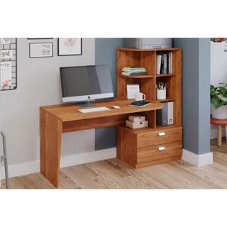 Mesa de Computador Solteiro Elisa c/ 2 Gavetas e 6 Nichos Cinamomo - Permóbili em Oferta na Shopee