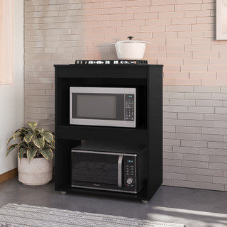 Balcão Para Cooktop 4 e 5 Bocas Armário de Cozinha Adriana Cor Preto - TrialMoveis