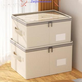 Caixa Organizadora Multiuso com Zíper e Alça – Organizador de Roupas em Algodão e Linho com Janela Transparente Grande em Oferta na Shopee