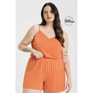 Pijama Feminino Viscose Com Renda Marialícia Laranja em Oferta na Shopee