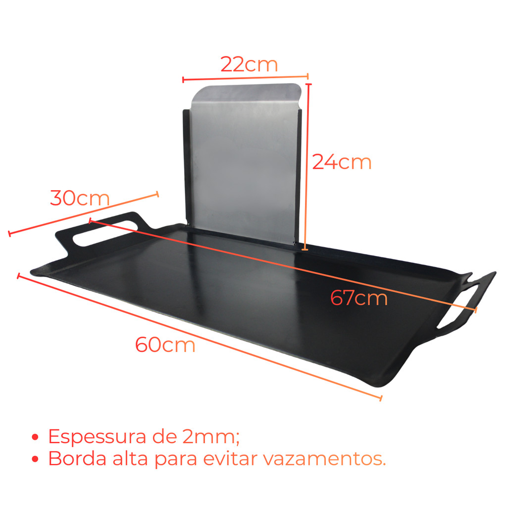 Chapeira Chapa Chapinha Bifeteira 60x30 Para Fogão Com Tampa Prensa Industrial Hamburguer