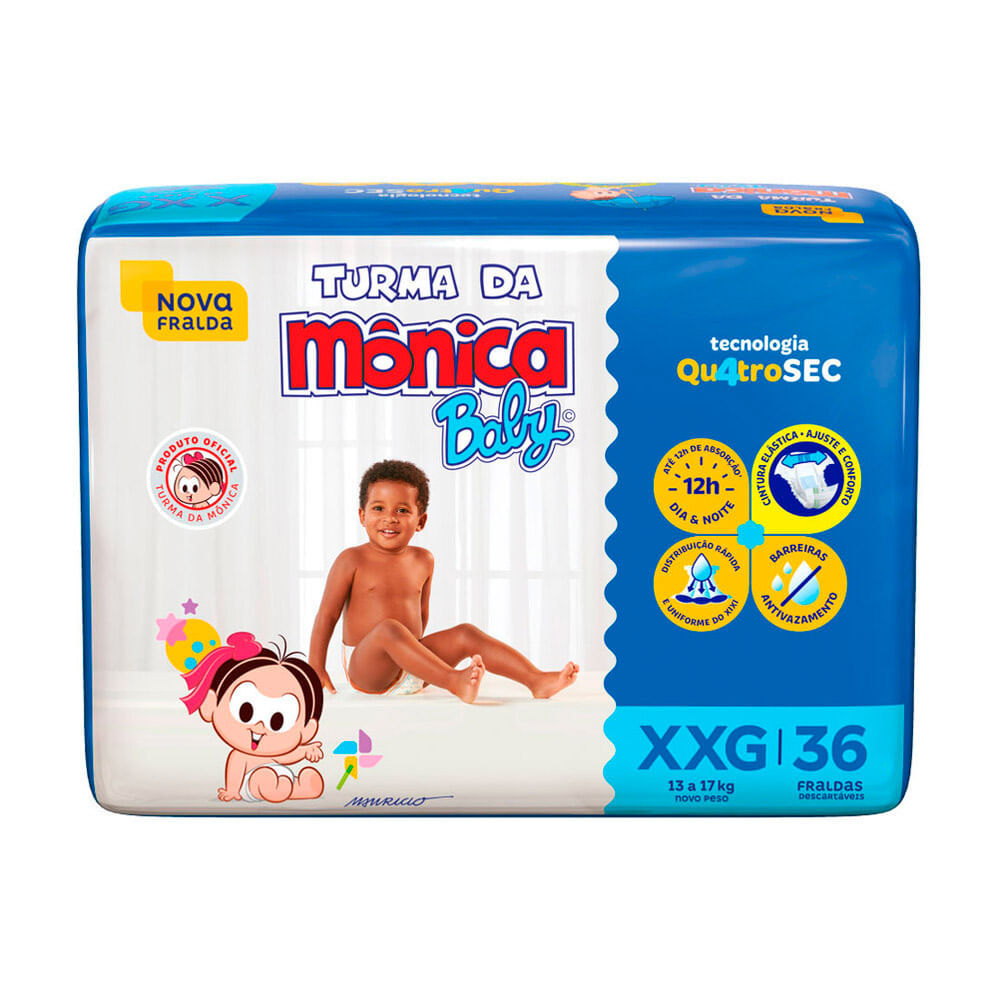 Fralda Turma da Mônica Baby Mega Tamanho XXG 36 Unidades Descartáveis em Oferta na Shopee